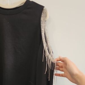 SHEIN Black Sweater with Silver Fringe